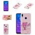 For HUAWEI Y7 2019 Cute Coloured Painted TPU Anti scratch Non slip Protective Cover Back Case with Lanyard Light pink