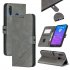For HUAWEI Y7 2019 Denim Pattern Solid Color Flip Wallet PU Leather Protective Phone Case with Buckle   Bracket gray