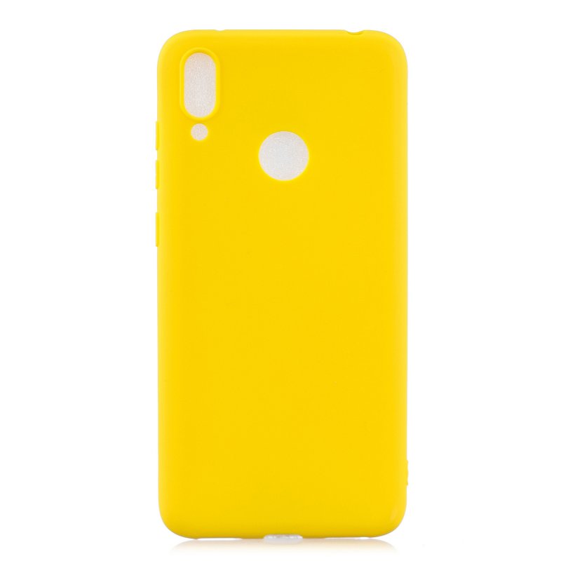 For HUAWEI Y7 2019 Lovely Candy Color Matte TPU Anti-scratch Non-slip Protective Cover Back Case yellow