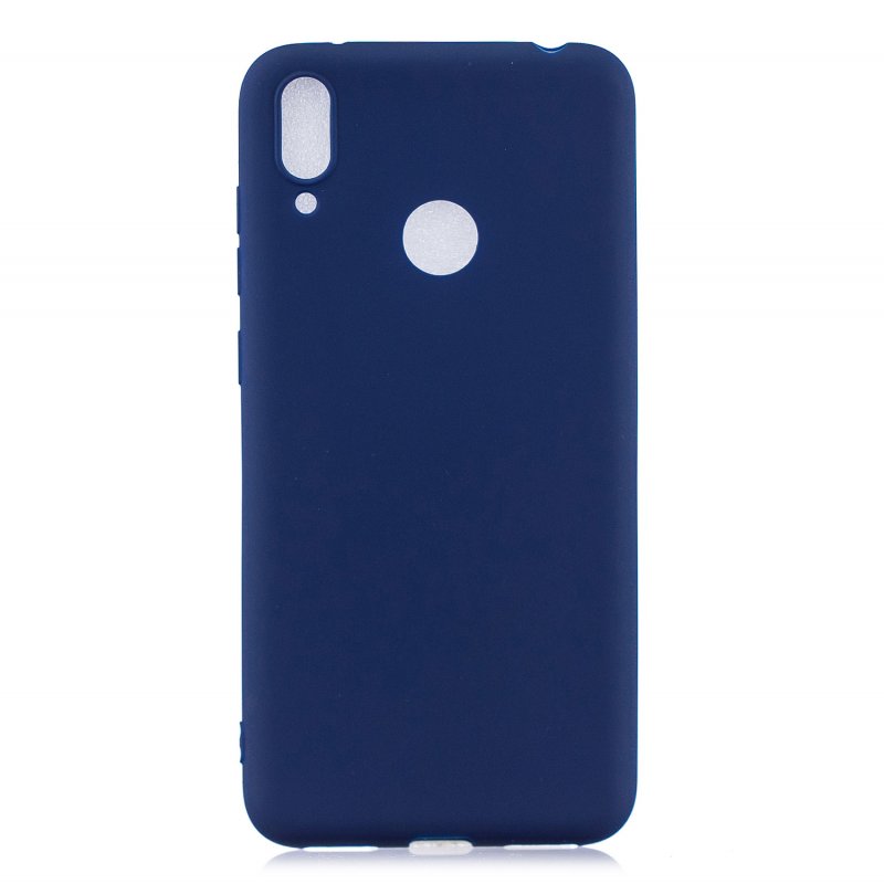 For HUAWEI Y7 2019 Lovely Candy Color Matte TPU Anti-scratch Non-slip Protective Cover Back Case Navy