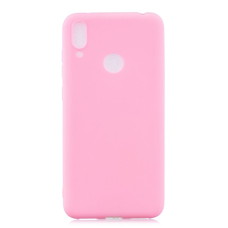 For HUAWEI Y7 2019 Lovely Candy Color Matte TPU Anti-scratch Non-slip Protective Cover Back Case dark pink
