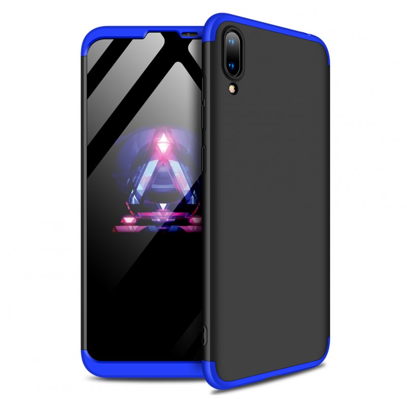 For HUAWEI Y7 pro 2019 Ultra Slim PC Back Cover Non-slip Shockproof 360 Degree Full Protective Case Blue black blue