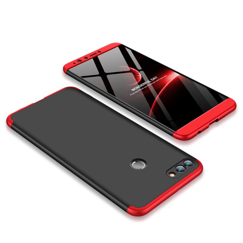 For HUAWEI Y9 2018/Enjoy 8Plus Ultra Slim Back Cover Non-slip Shockproof 360 Degree Full Protective Case Red black red