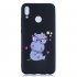 For HUAWEI Y9 2019 Cartoon Lovely Coloured Painted Soft TPU Back Cover Non slip Shockproof Full Protective Case with Lanyard sapphire