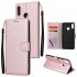 For HUAWEI Y9 2019 Flip type Leather Protective Phone Case with 3 Card Position Buckle Design Phone Cover  Rose gold