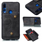 For HUAWEI Y9 prime 2019 PU Leather Shockproof Cell Phone Case Anti dust Phone Case with Double Buckle Card Slot Pocket  black