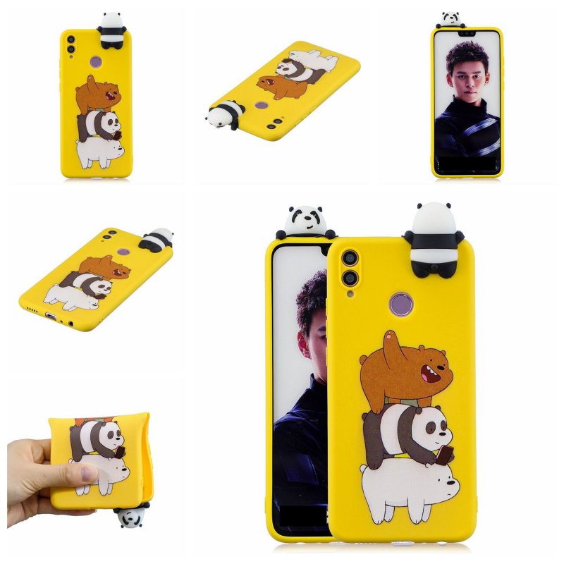 For Huawei Nova 3I 3D Cartoon Lovely Coloured Painted Soft TPU Back Cover Non-slip Shockproof Full Protective Case Striped bear