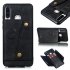 For Huawei P30 lite nova 4E Double Buckle Non slip Shockproof Cell Phone Case with Card Slot Bracket black
