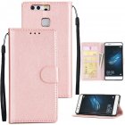 For Huawei P9 plus PU Leather Smart Phone Case Protective Cover with Buckle & 3 Card Position  Rose gold