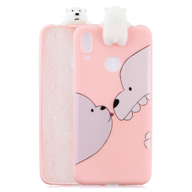 For Huawei Y6 2019 3D Cartoon Lovely Coloured Painted Soft TPU Back Cover Non-slip Shockproof Full Protective Case Big white bear