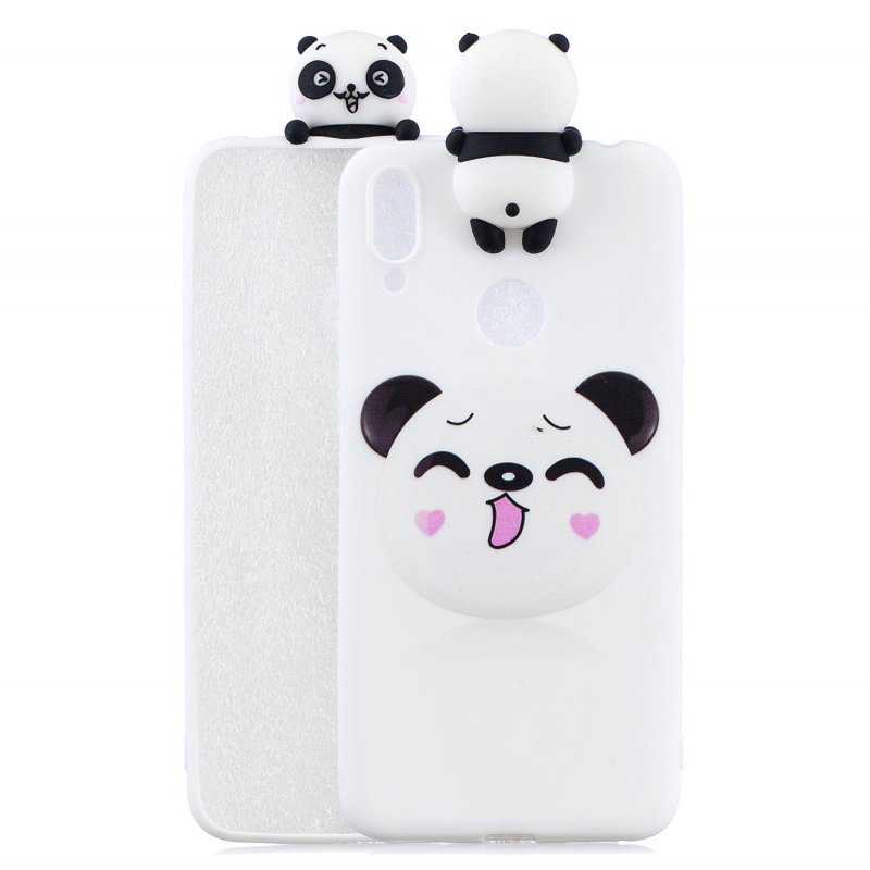 For Huawei Y7 2019 3D Cartoon Lovely Coloured Painted Soft TPU Back Cover Non-slip Shockproof Full Protective Case Smiley panda
