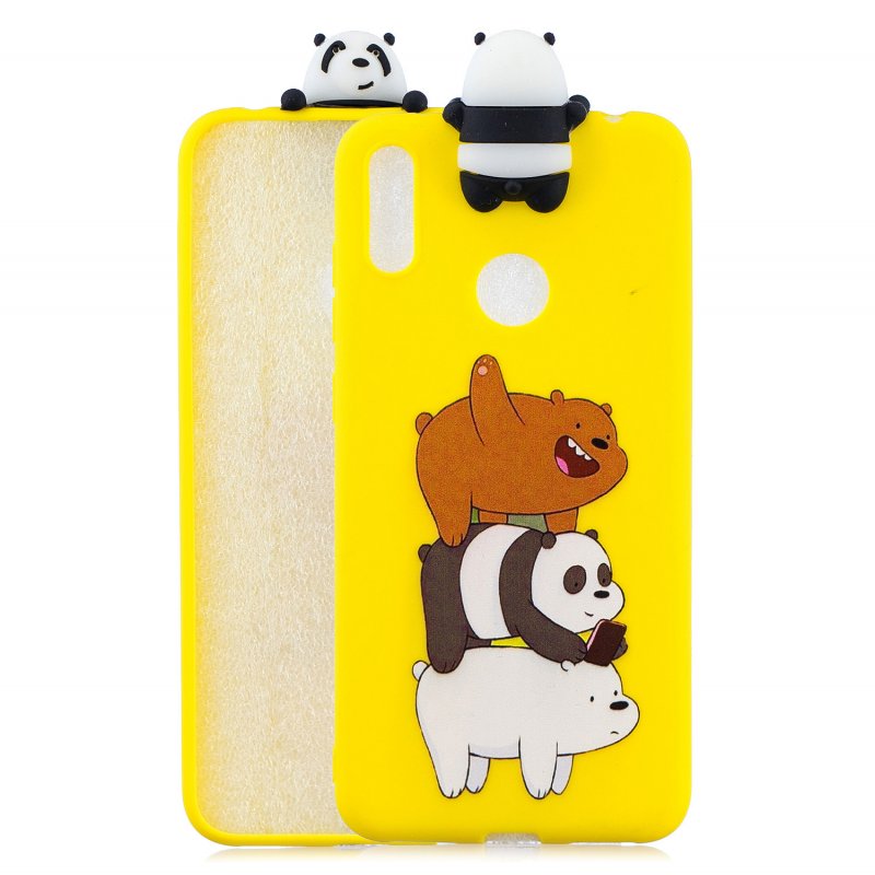 For Huawei Y7 2019 3D Cartoon Lovely Coloured Painted Soft TPU Back Cover Non-slip Shockproof Full Protective Case Striped bear