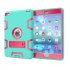 For IPAD MINI 4 PC  Silicone Hit Color Armor Case Tri proof Shockproof Dustproof Anti fall Protective Cover  Mint green   rose red
