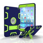 For IPAD MINI 4 PC+ Silicone Hit Color Armor Case Tri-proof Shockproof Dustproof Anti-fall Protective Cover  Navy blue + yellow green