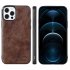 For Iphone  12 Mobile Phone Cover Pu Waxed Leather Solid Color Protective Case black