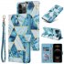 For Iphone 12 Mobile Phone Cover Matte Marble Pattern Multi function  Flip Phone Leather Case Rose gold