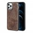 For Iphone 12 Pro Max Mobile Phone Cover Pu Waxed Leather Protective Soft Case Light brown
