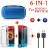 For Nintend Switch Travel Carrying Bag Screen Protector Case Charging Cable blue