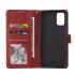 For OPPO A52 A72 A92 PU Leather Protective Phone Case with 3 Cards Slots Bracket red