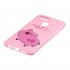For OPPO A7 Cartoon Lovely Coloured Painted Soft TPU Back Cover Non slip Shockproof Full Protective Case with Lanyard Rose red