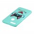 For OPPO A7 Cartoon Lovely Coloured Painted Soft TPU Back Cover Non slip Shockproof Full Protective Case with Lanyard Light blue
