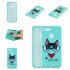 For OPPO A7 Cartoon Lovely Coloured Painted Soft TPU Back Cover Non slip Shockproof Full Protective Case with Lanyard Light blue