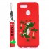 For OPPO A7 Cartoon Lovely Coloured Painted Soft TPU Back Cover Non slip Shockproof Full Protective Case with Lanyard red