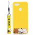 For OPPO A7 Cartoon Lovely Coloured Painted Soft TPU Back Cover Non slip Shockproof Full Protective Case with Lanyard yellow