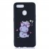 For OPPO A7 Cartoon Lovely Coloured Painted Soft TPU Back Cover Non slip Shockproof Full Protective Case with Lanyard black