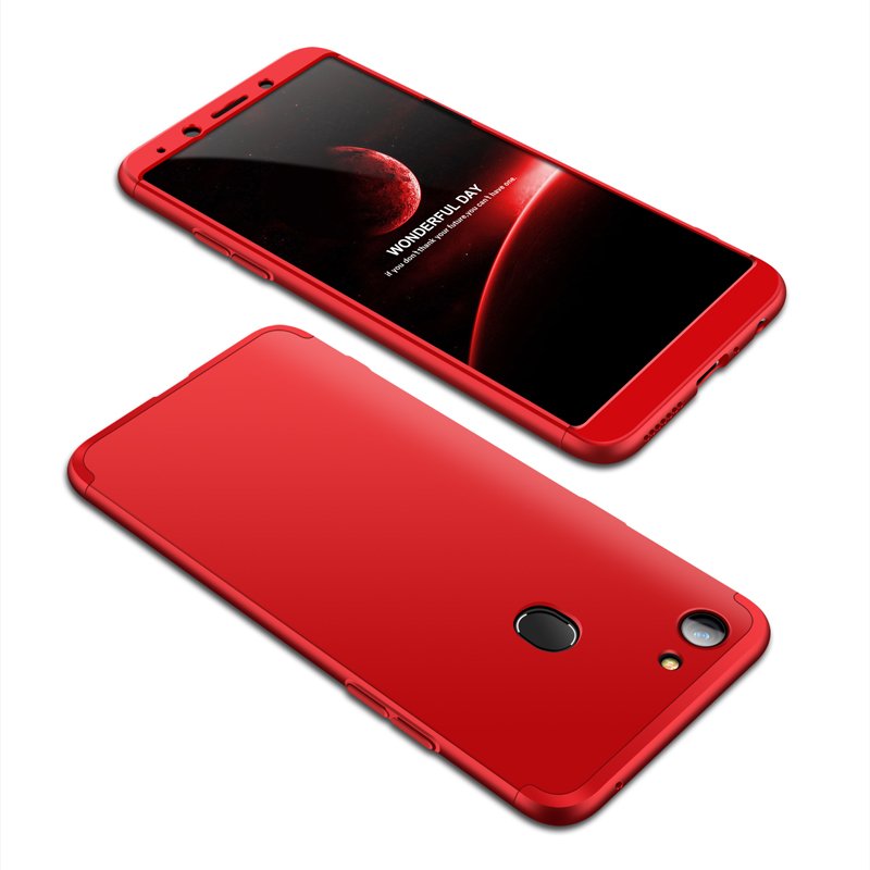 For OPPO A73/F5/F5 Youth/A75 Taiwan Slim 3 in 1 Hybrid Hard Case Full Body 360 Degree Protection Back Cover red