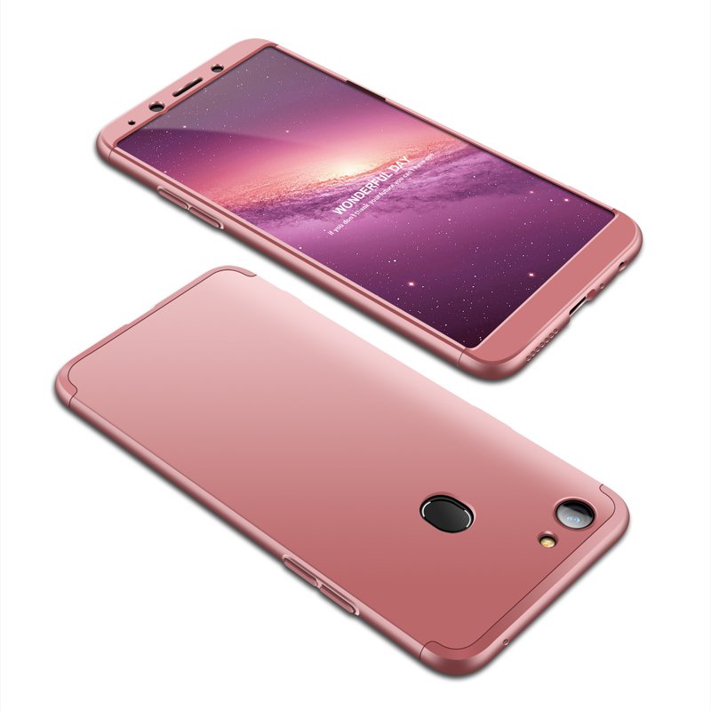 For OPPO A73/F5/F5 Youth/A75 Taiwan Slim 3 in 1 Hybrid Hard Case Full Body 360 Degree Protection Back Cover Rose gold