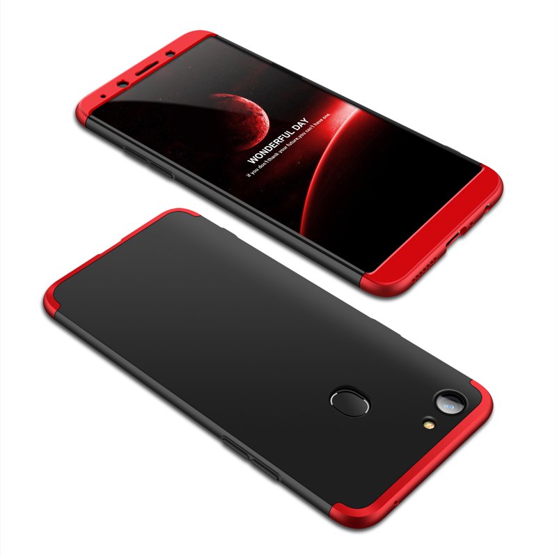 For OPPO A73/F5/F5 Youth/A75 Taiwan Slim 3 in 1 Hybrid Hard Case Full Body 360 Degree Protection Back Cover Red black red