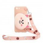 For OPPO A83 A9 2020 Cellphone Case Mobile Phone TPU Shell Shockproof Cover with Cartoon Cat Pig Panda Coin Purse Lovely Shoulder Starp  Pink