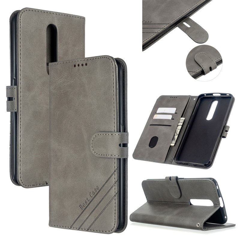 For OPPO F11/F11 Pro Case Soft Leather Cover with Denim Texture Precise Cutouts Wallet Design Buckle Closure Smartphone Shell  gray