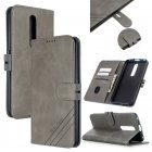 For OPPO F11 F11 Pro Case Soft Leather Cover with Denim Texture Precise Cutouts Wallet Design Buckle Closure Smartphone Shell  gray