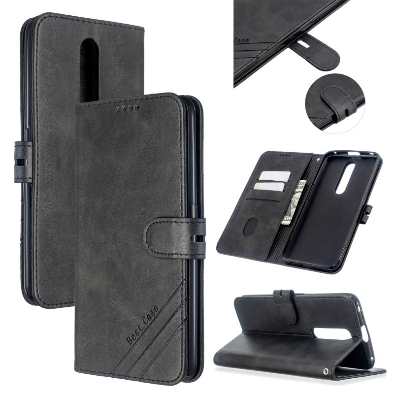 For OPPO F11/F11 Pro Case Soft Leather Cover with Denim Texture Precise Cutouts Wallet Design Buckle Closure Smartphone Shell  black