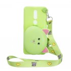 For OPPO F11/F11 Pro Cellphone Case Mobile Phone TPU Shell Shockproof Cover with Cartoon Cat Pig Panda Coin Purse Lovely Shoulder Starp  Green