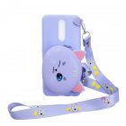 For OPPO F11 F11 Pro Cellphone Case Mobile Phone TPU Shell Shockproof Cover with Cartoon Cat Pig Panda Coin Purse Lovely Shoulder Starp  Purple