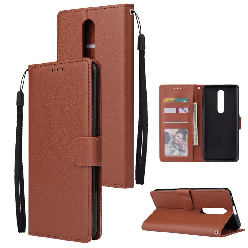 For OPPO F11 pro Wallet-type PU Leather Protective Phone Case with Buckle & 3 Card Position brown