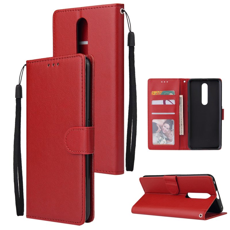 For OPPO F11 pro Wallet-type PU Leather Protective Phone Case with Buckle & 3 Card Position red
