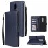 For OPPO F11 pro Wallet type PU Leather Protective Phone Case with Buckle   3 Card Position blue
