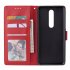 For OPPO F11 pro Wallet type PU Leather Protective Phone Case with Buckle   3 Card Position red