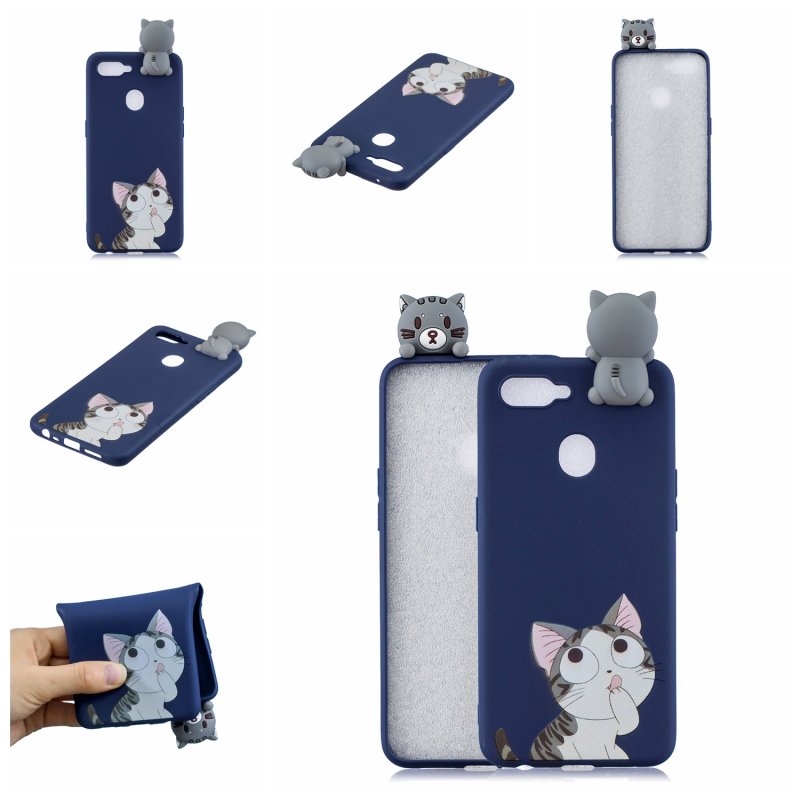 For OPPO F9/F9 PRO 3D Cute Coloured Painted Animal TPU Anti-scratch Non-slip Protective Cover Back Case big face cat