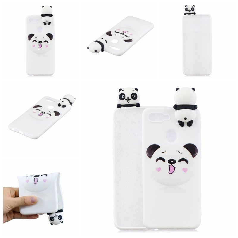 For OPPO F9/F9 PRO 3D Cute Coloured Painted Animal TPU Anti-scratch Non-slip Protective Cover Back Case Smiley panda