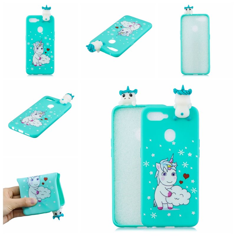 For OPPO F9/F9 PRO 3D Cute Coloured Painted Animal TPU Anti-scratch Non-slip Protective Cover Back Case Love unicorn