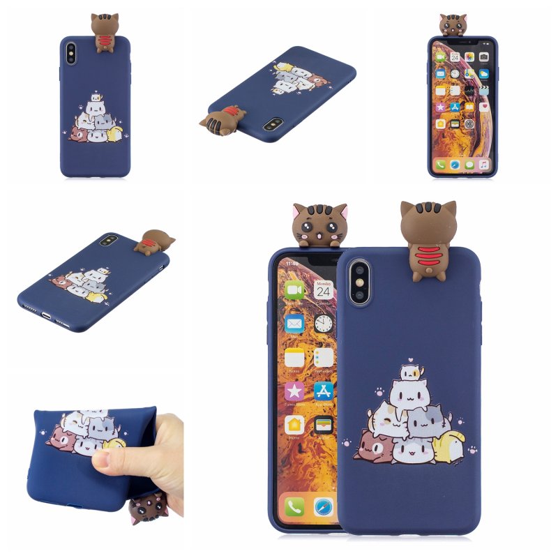 For OPPO F9/F9 PRO/A7 X 3D Cute Coloured Painted Animal TPU Anti-scratch Non-slip Protective Cover Back Case sapphire