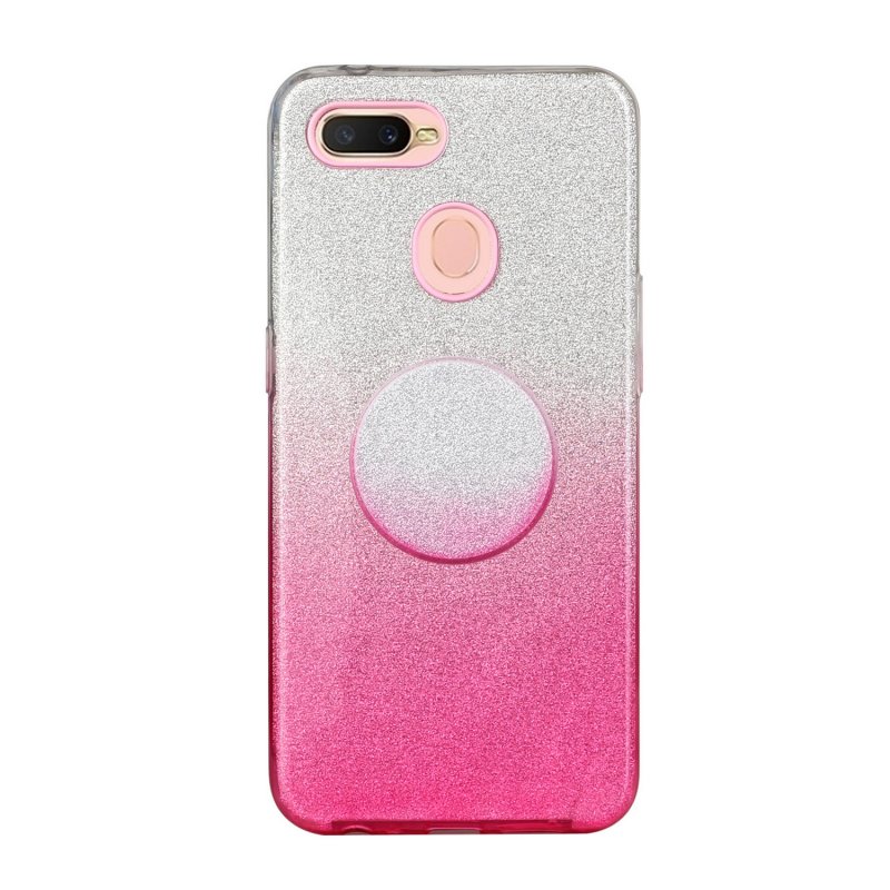 For OPPO F9/F9 Pro/A7X/F11 Pro/A8/A31 Phone Case Gradient Color Glitter Powder Phone Cover with Airbag Bracket Pink