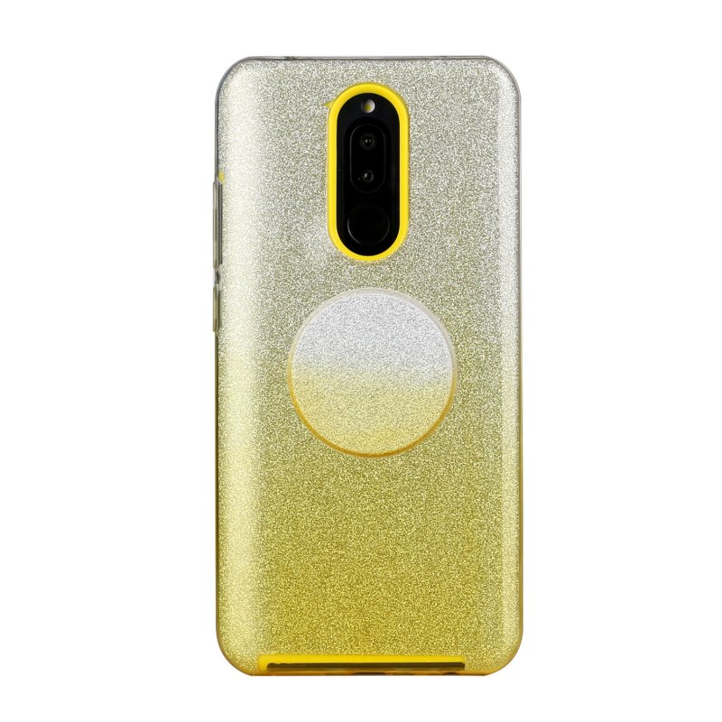 For OPPO F9/F9 Pro/A7X/F11 Pro/A8/A31 Phone Case Gradient Color Glitter Powder Phone Cover with Airbag Bracket yellow