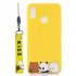 For OPPO Realme 3 Cartoon Lovely Coloured Painted Soft TPU Back Cover Non slip Shockproof Full Protective Case with Lanyard yellow