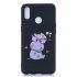 For OPPO Realme 3 Cartoon Lovely Coloured Painted Soft TPU Back Cover Non slip Shockproof Full Protective Case with Lanyard black